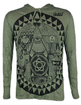 SURE Men´s Hooded Sweater - The All-Seeing Eye Size M L XL of Providence God Pyramid Goa Psy Trance