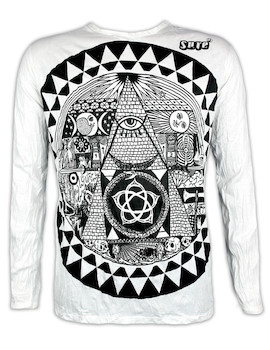 SURE Men´s Longsleeve Shirt - The All-Seeing Eye Size M L XL of Providence God Pyramid Goa Psy Trance