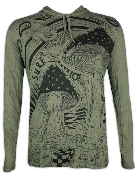 Sure Men´s Hooded Sweater - Mushroom Dreamland Size M L XL Cannabis Acid Psychedelic Art THC Reggae