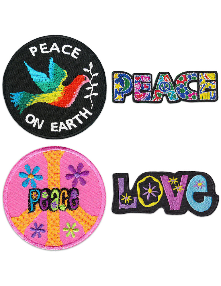 Yin Yang Peace Embroidered Cloth Patches Hippie Badge Iron Sew On Logo Set