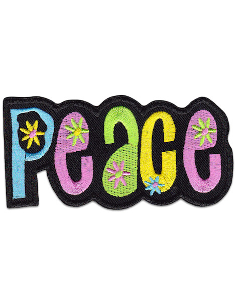 Peace Flowers Patch Iron Sew On Power Symbol No War