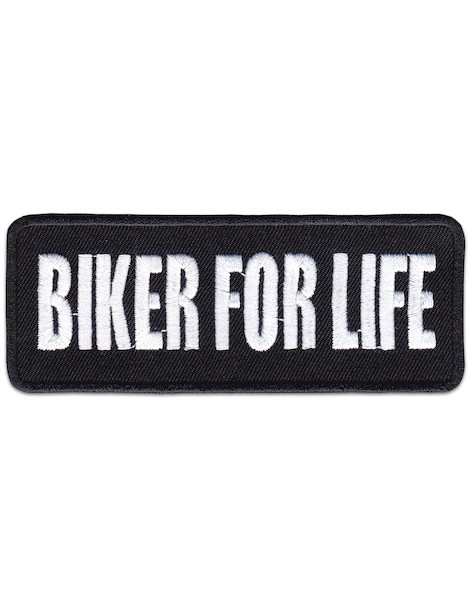 Biker For Life Patch Iron Sew On Rocker Skull Rockabilly