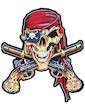 Skull And Crossed Pistols Kingsize Patch Iron Sew On Guns